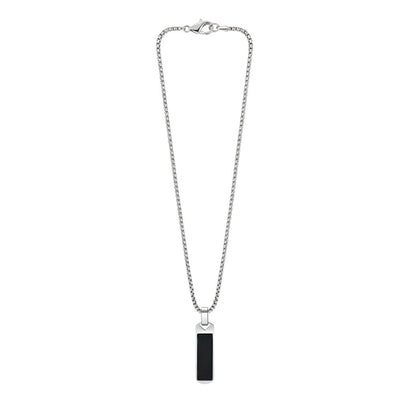 Herrenkette mit Anhänger Edelstahl schwarz silber KARMA