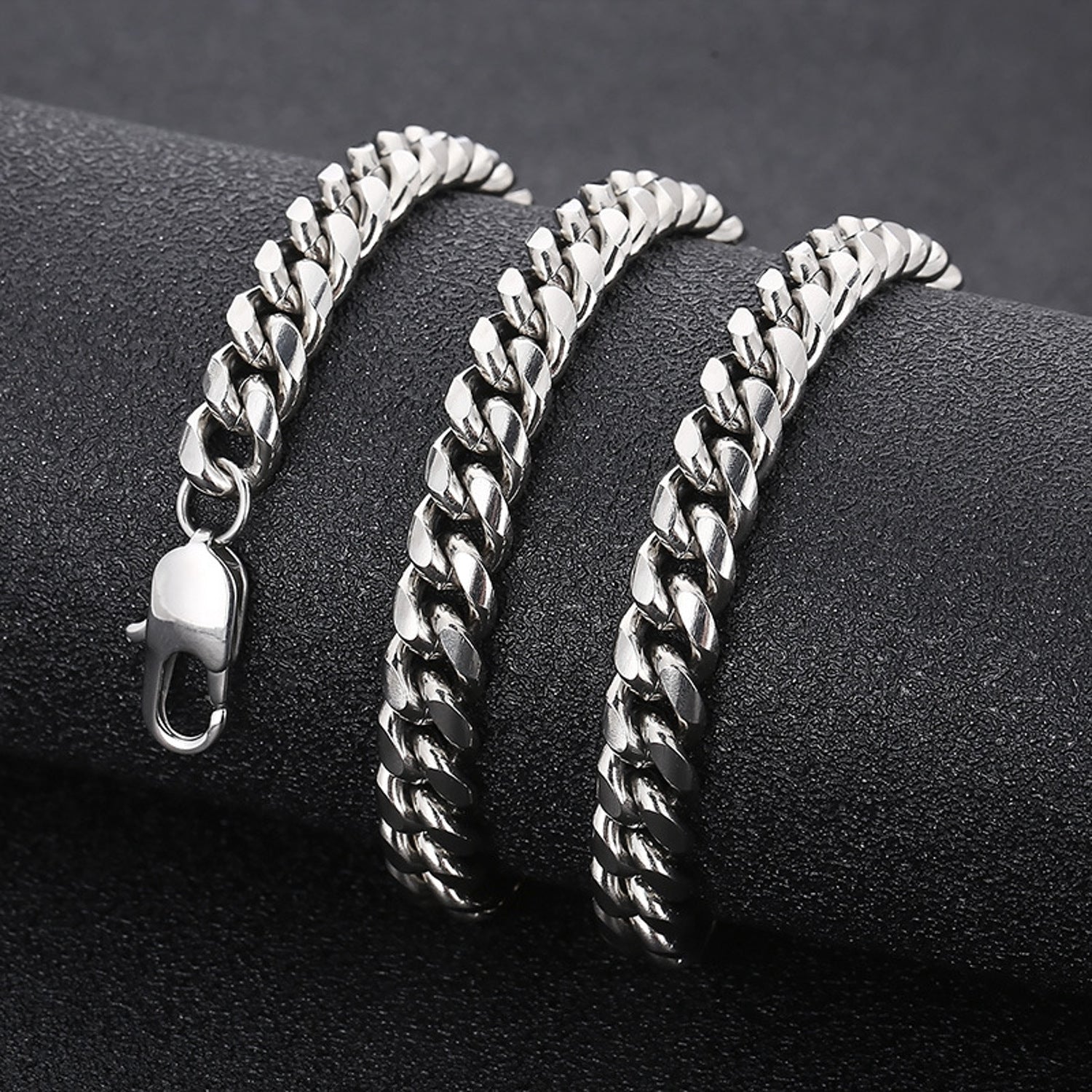 Panzerkette Edelstahl Silber 45 cm Unisex wasserfest hypoallergen Edelstahlkette Halskette KARMA
