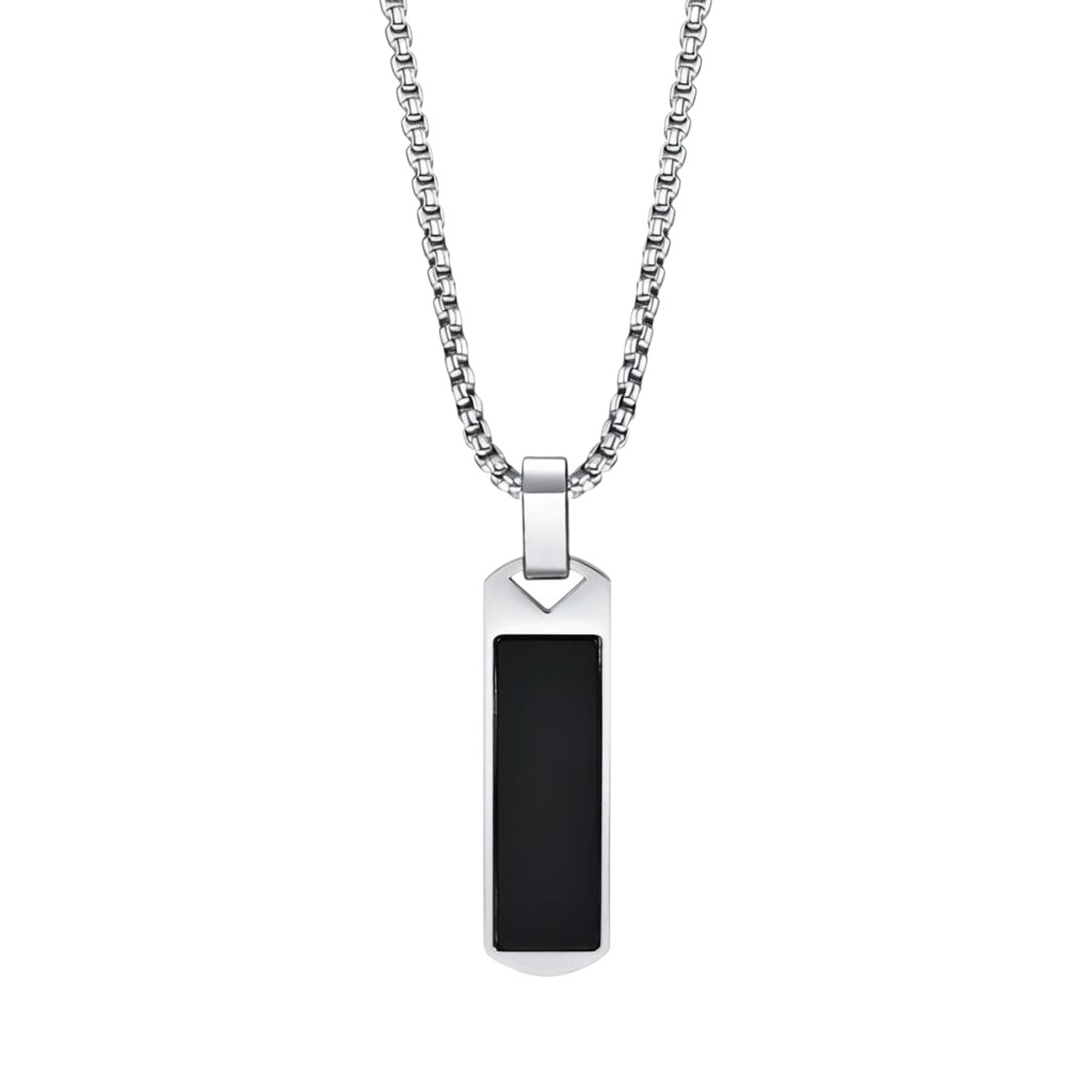 Herrenkette mit Anhänger Edelstahl schwarz silber KARMA