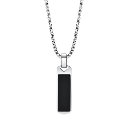 Herrenkette mit Anhänger Edelstahl schwarz silber KARMA