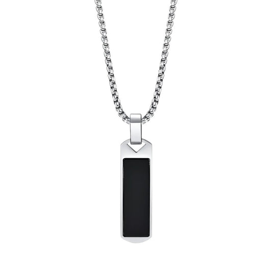 Herrenkette mit Anhänger Edelstahl schwarz silber KARMA