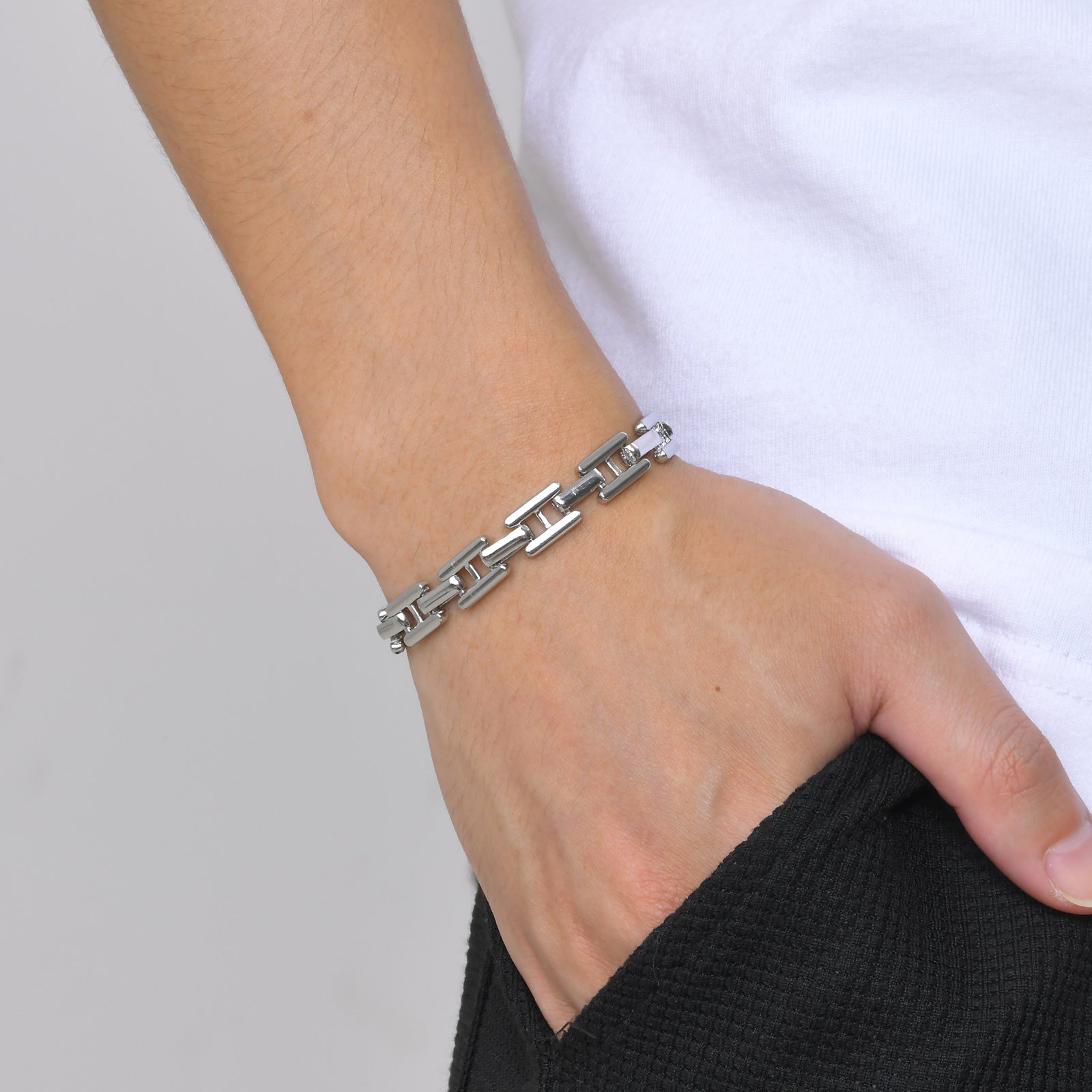 Armband Herren Edelstahl Silber KARMA