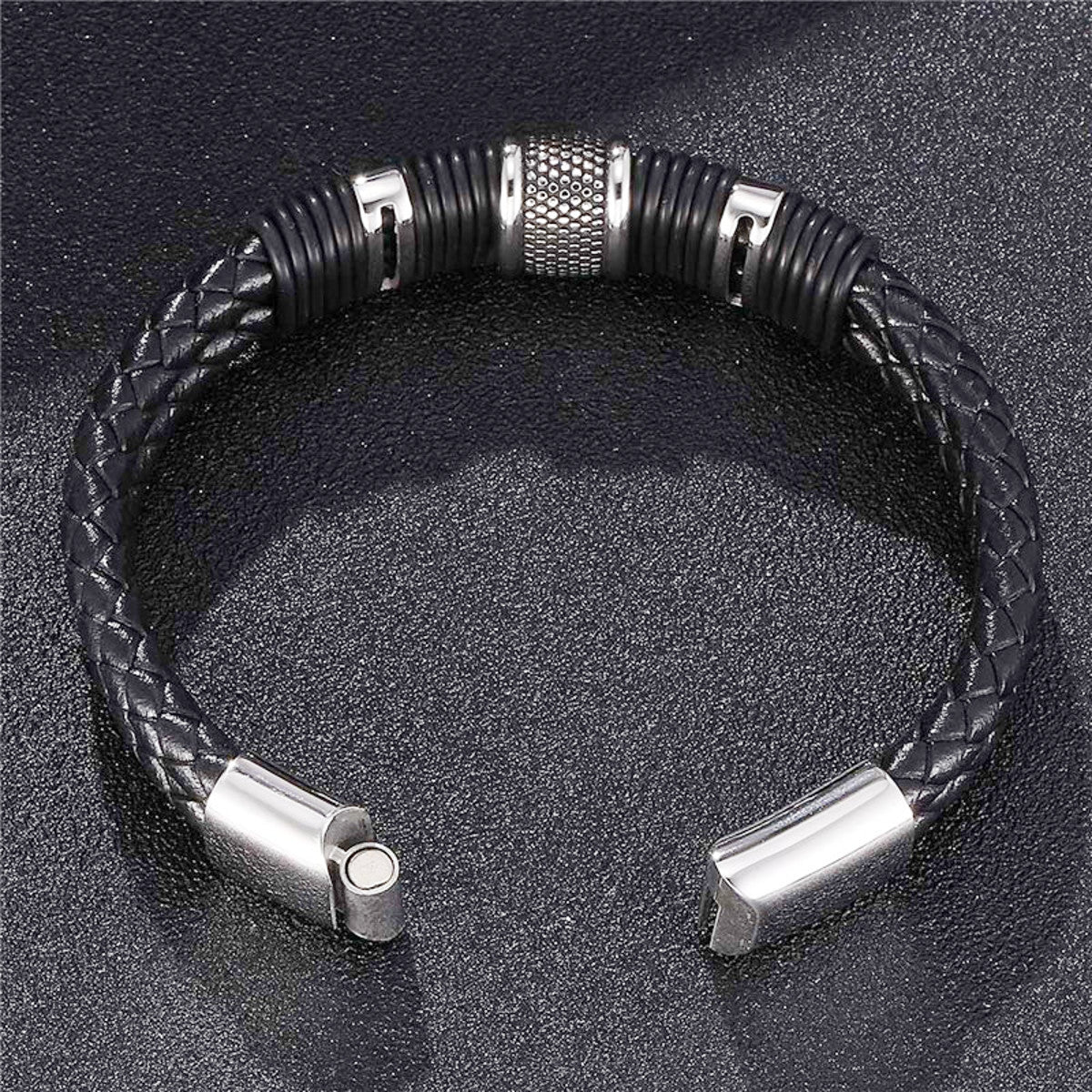Armband Herren Edelstahl Leder KARMA