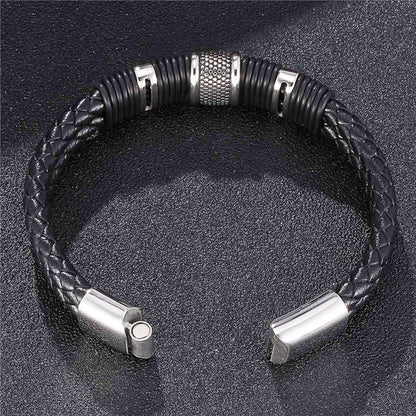 Armband Herren Edelstahl Leder KARMA