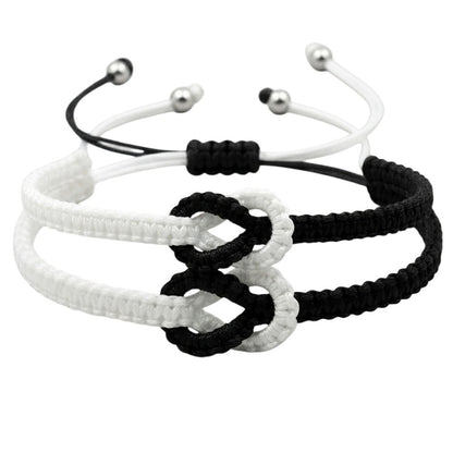 Partnerarmbänder Schwarz Weiß Texil einstellbar Armband Damen Herren Partnerschmuck Karma