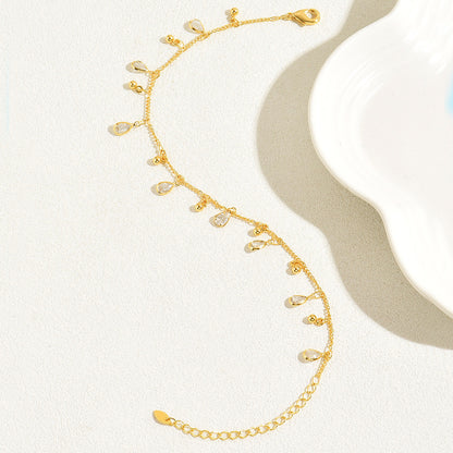 Fußkette Gold Zirkone modern 21 cm filigranes Fußkettchen Karma