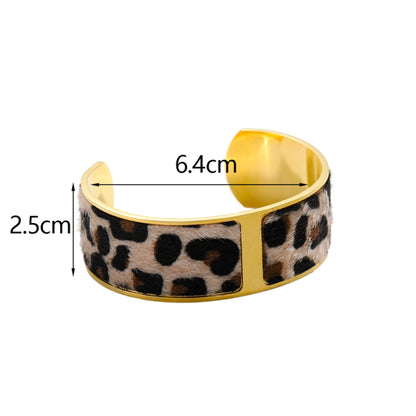 Armband Leo Print Gold Edelstahl Kunstfell Damenarmband KARMA