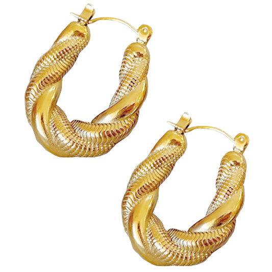 Ohrringe Creolen 2,5 cm Gold oval KARMA