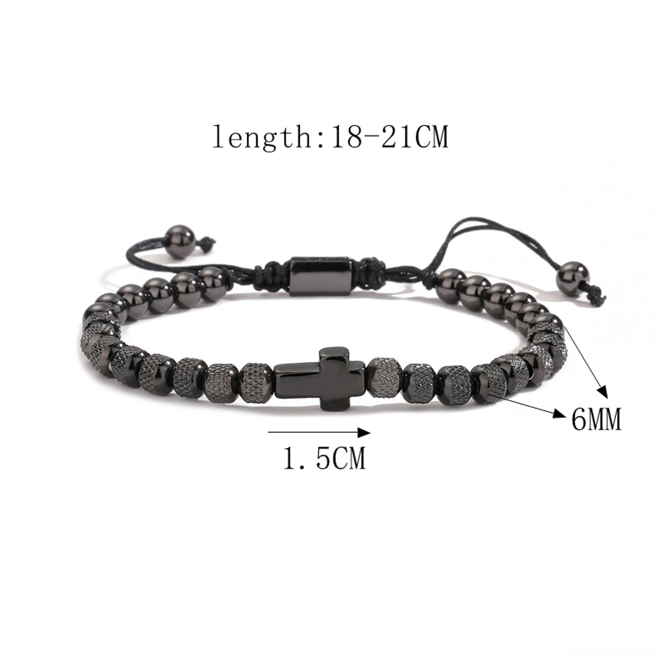 Herrenarmband mit Kreuz in Gold, Silber oder Schwarz KARMA
