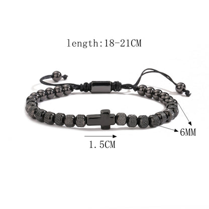 Herrenarmband mit Kreuz in Gold, Silber oder Schwarz KARMA
