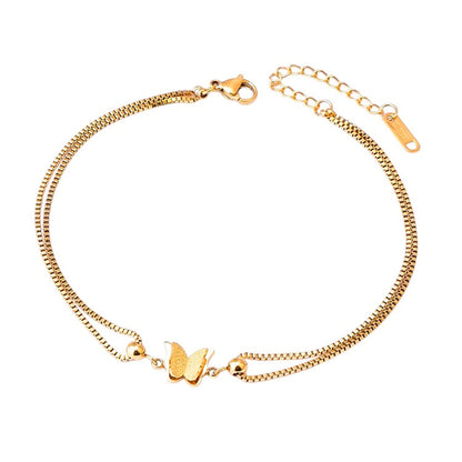 Fußkette Schmetterling Gold verstellbares Fußkettchen modern Sommerschmuck Fußschmuck Karma