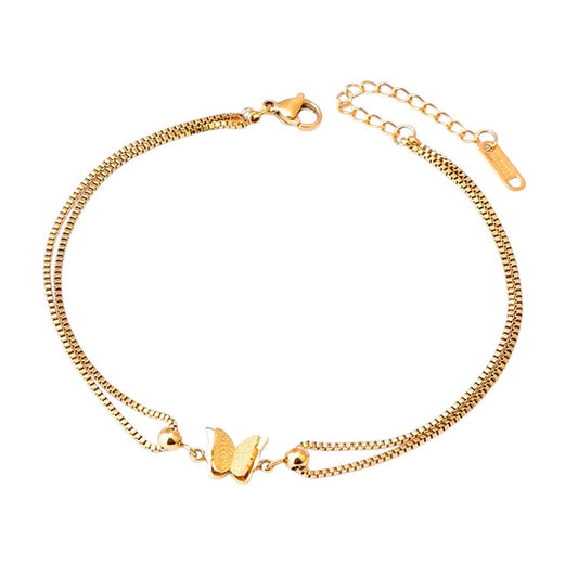 Fußkette Schmetterling Gold verstellbares Fußkettchen modern Sommerschmuck Fußschmuck Karma