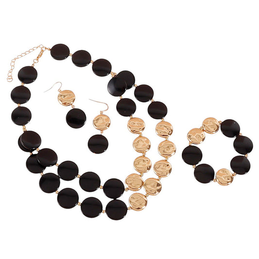 Schmuckset Acryl Schwarz Silber oder Gold Karma