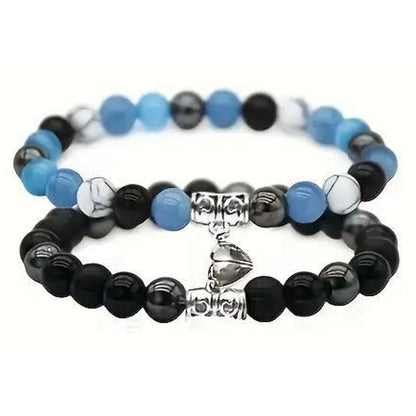 Partnerarmbänder Herz Schwarz Blau KARMA