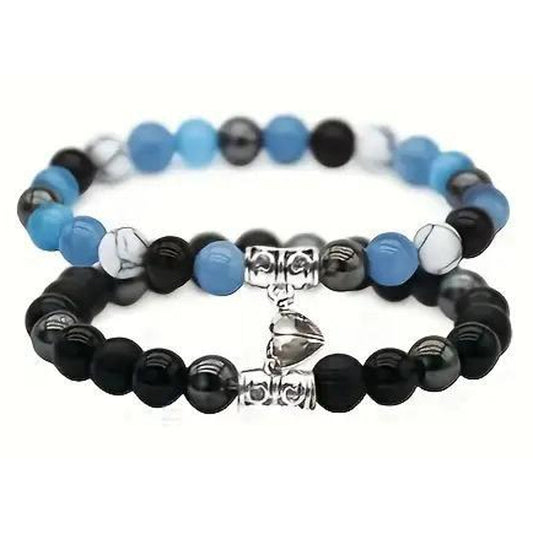 Partnerarmbänder Herz Schwarz Blau KARMA