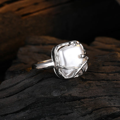 Dam,enring mit Muschelperle Silber 925 KARMA