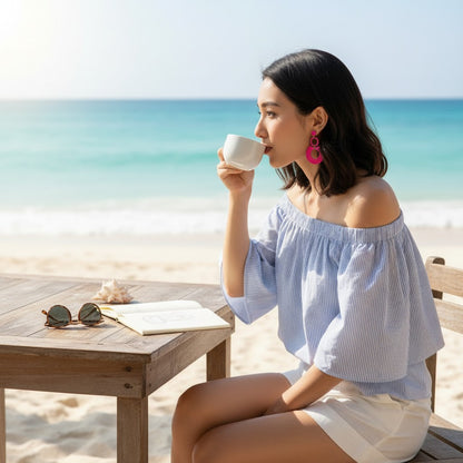 Ohrringe Rosa 6 cm Damenohrringe bunt Karma