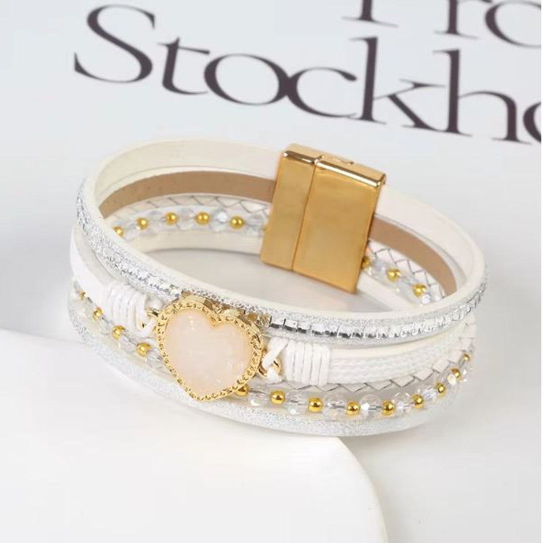 Damen Lederarmband mit Herz Karma