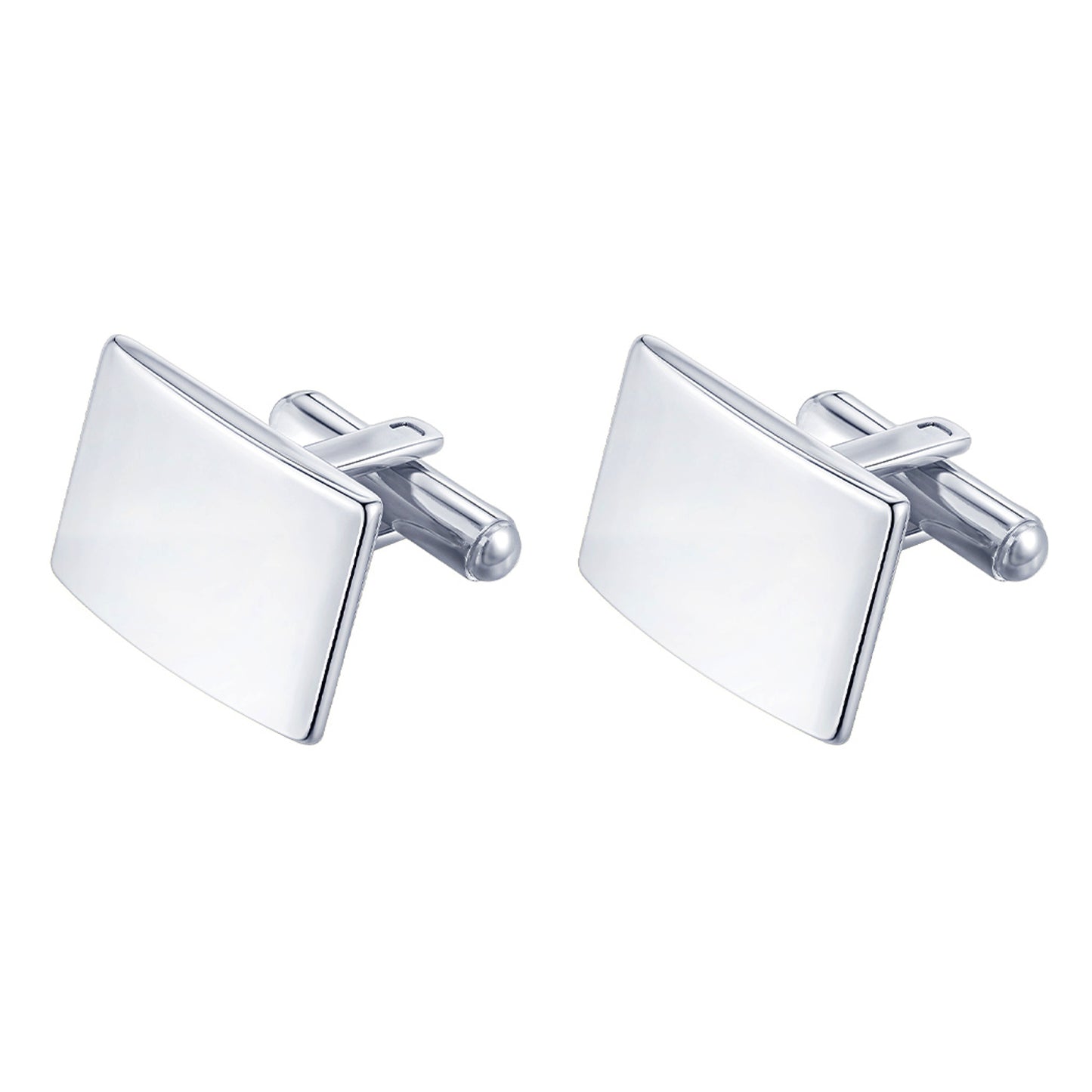2er Set Manschettenknöpfe Silber Edelstahl rechteckig Karma