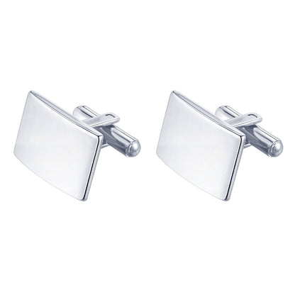 2er Set Manschettenknöpfe Silber Edelstahl rechteckig Karma
