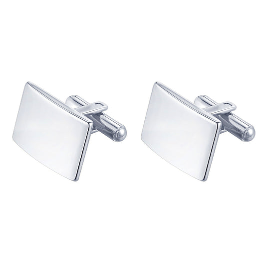 2er Set Manschettenknöpfe Silber Edelstahl rechteckig Karma