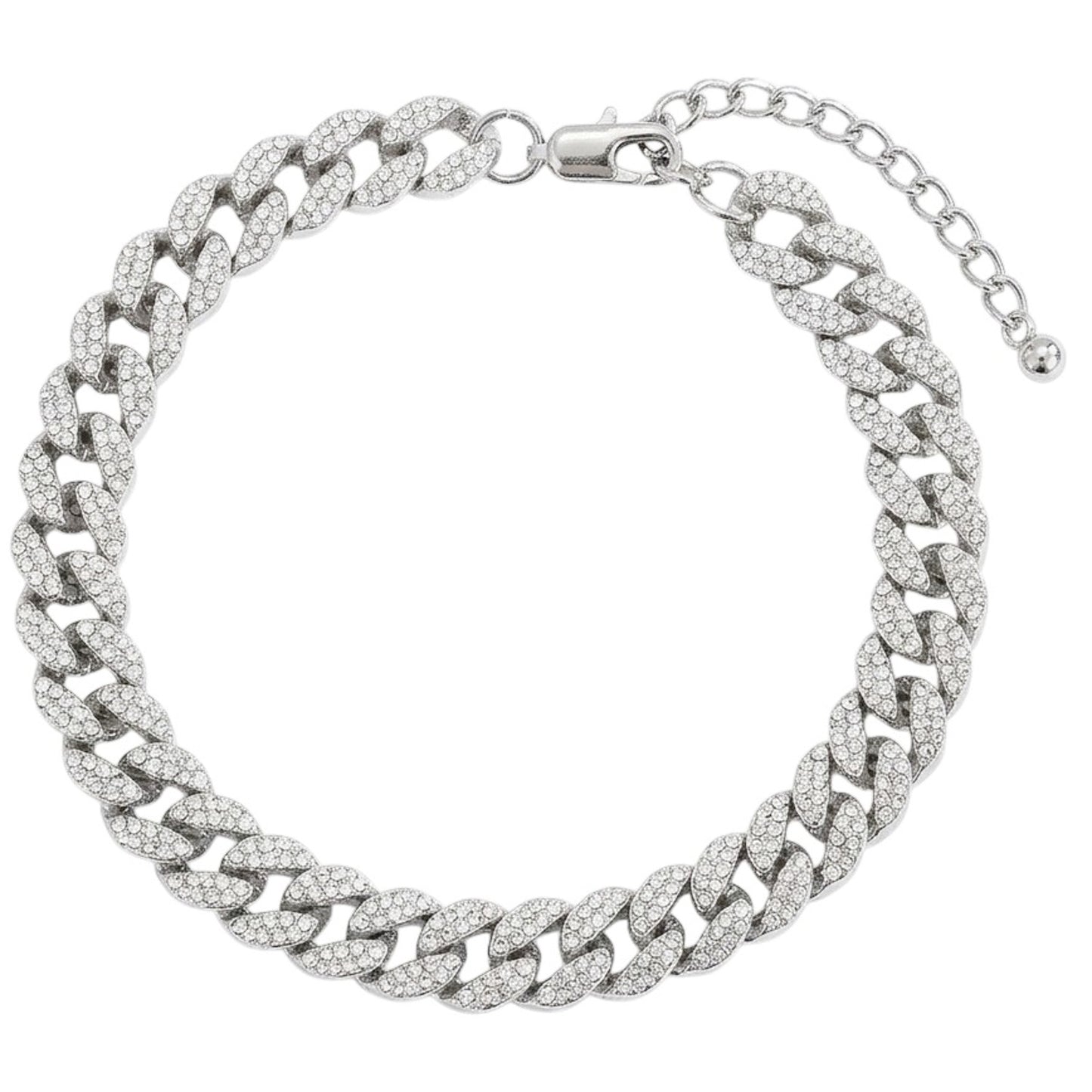 Fußkette Kristalle Glitzer Silber modern Damen Fußkettchen Karma
