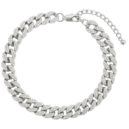 Fußkette Kristalle Glitzer Silber modern Damen Fußkettchen Karma