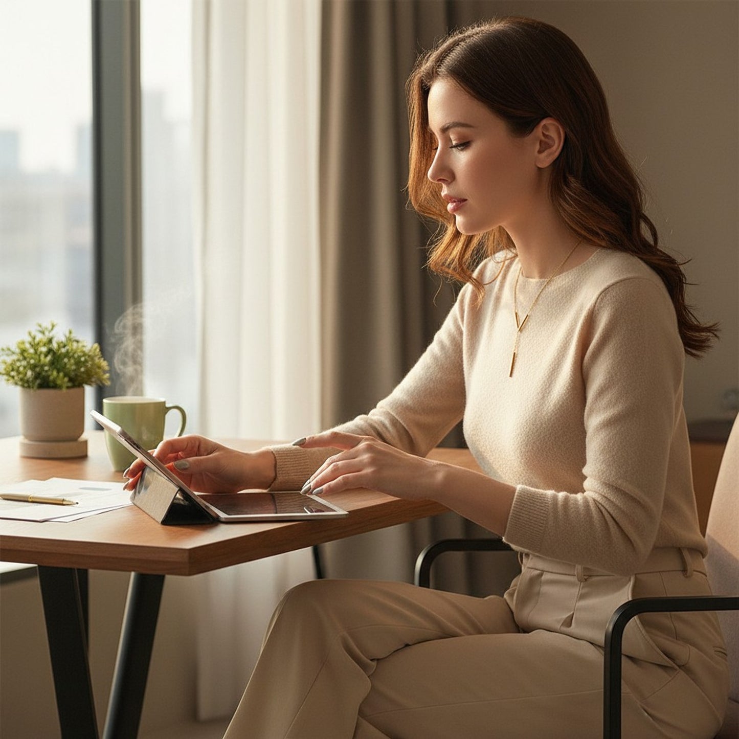 Y-Kette Edelstahl Gold Damen Halskette modern wasserfest hypoallergen