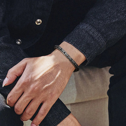 Herrenarmband Edelstahl grau KARMA