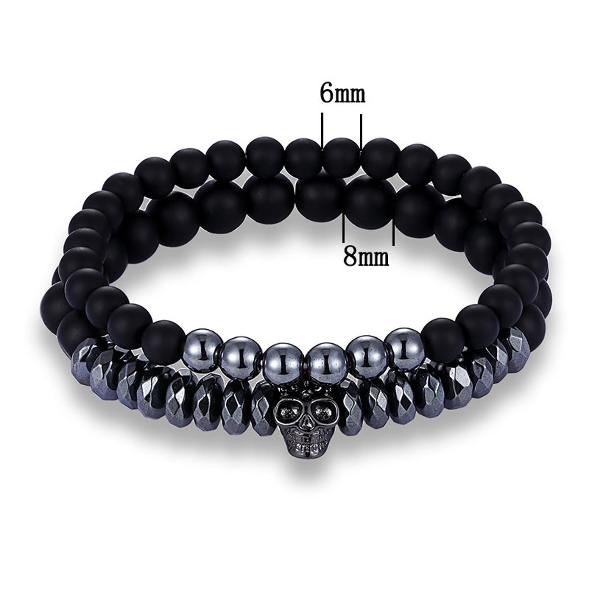 Armband Set Schwarz Glas Metall KARMA