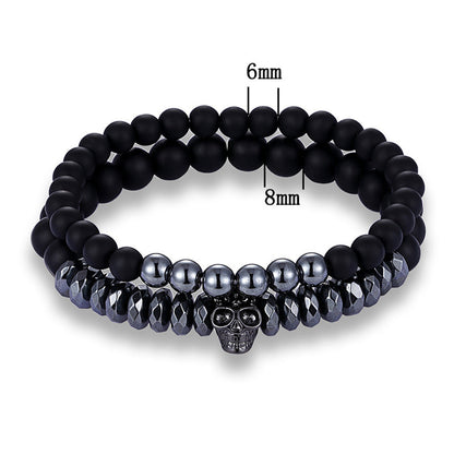 Armband Set Schwarz Glas Metall KARMA