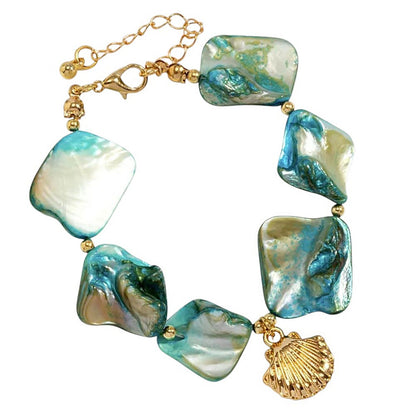 Armband Gold mit Kunstperlen Orange oder Blau KARMA