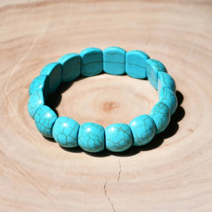 Armband Naturstein Türkis 5,5 cm dehnbar Damenarmband Karma