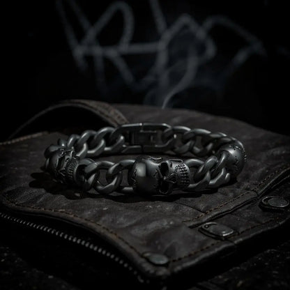Herrenarmband Totenkopf Schwarz KARMA