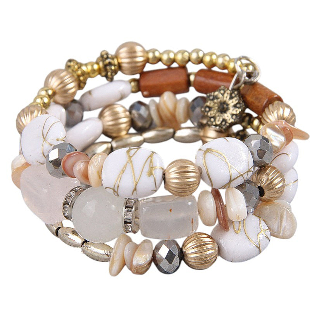 Armband mehrreihig Weiß, Grün oder Türkis KARMA