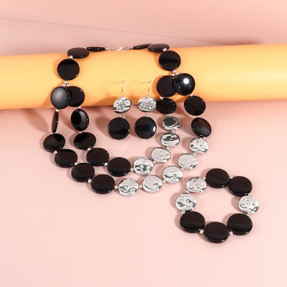 Schmuckset Acryl Schwarz Silber oder Gold Karma