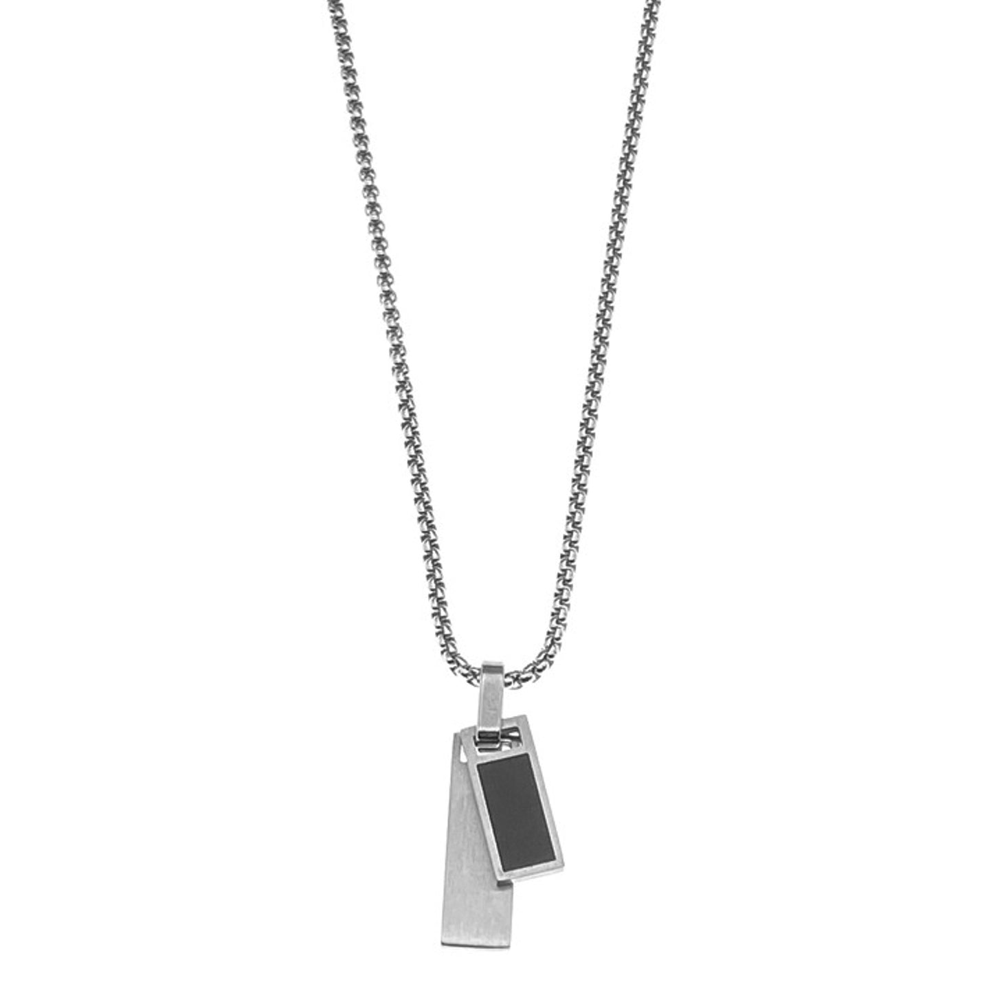 Halskette Dogtag Silber Edelstahl 60 cm Herren Kette modern wasserfest hypoallergen rostfrei Karma
