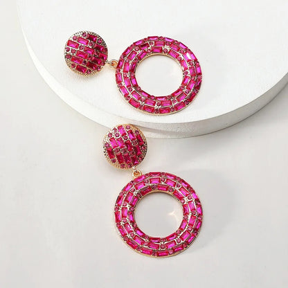 Statement Ohrringe Pink Gold rund 6,5 cm XXL Damenohrringe modern Karma