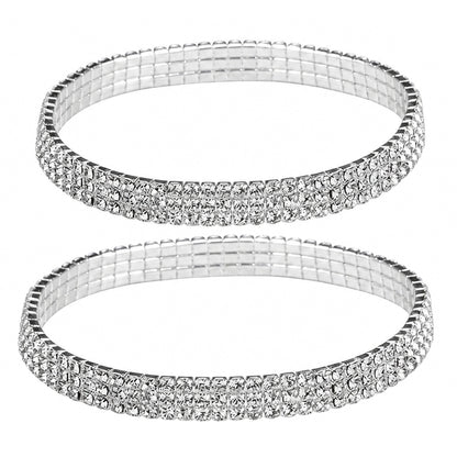 Schmuckset Armband und Fußkette Silber Strass modern Damenarmband Damenfußkette Karma