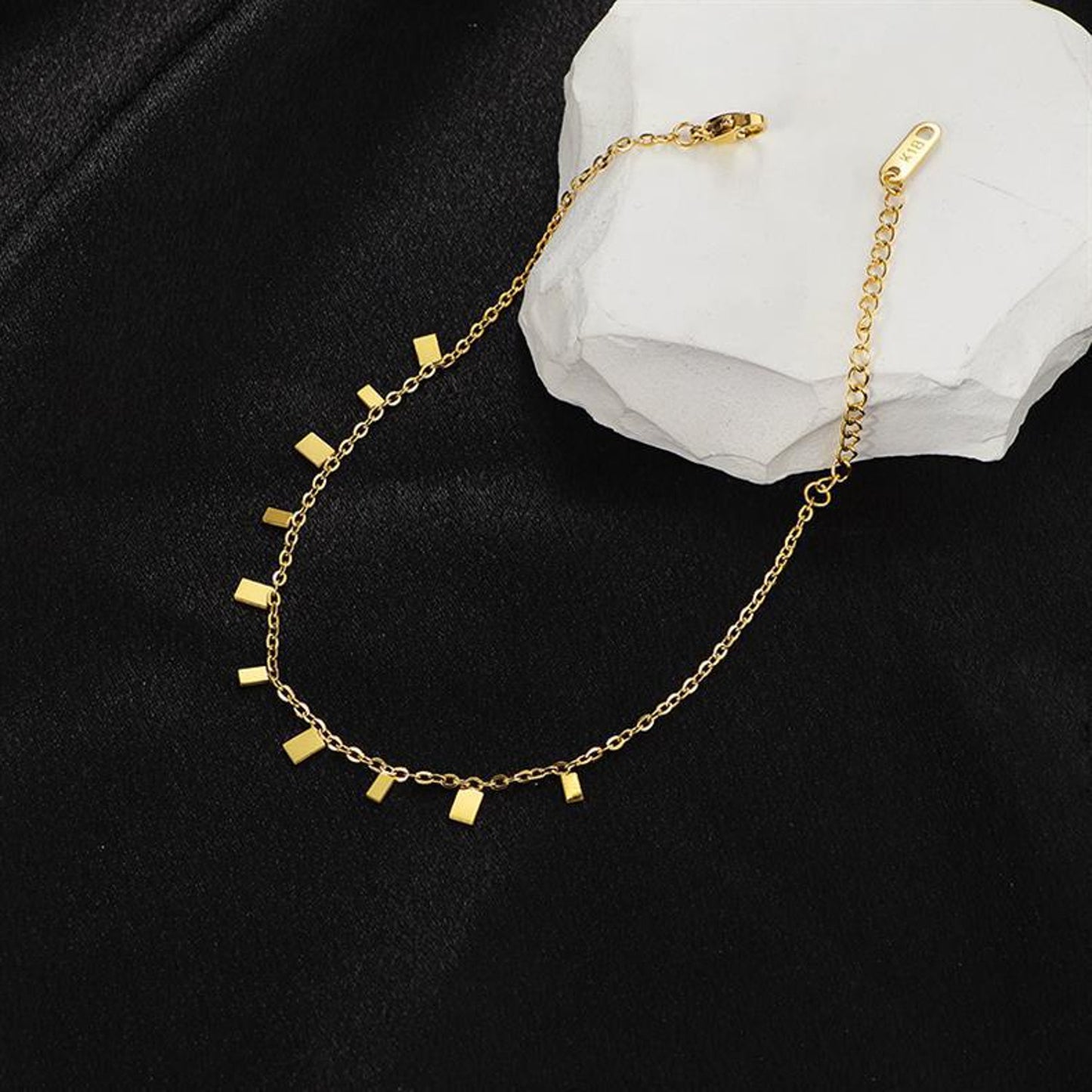 Fußkette Anhänger Gold verstellbares Fußkettchen modern Sommerschmuck Fußschmuck Karma