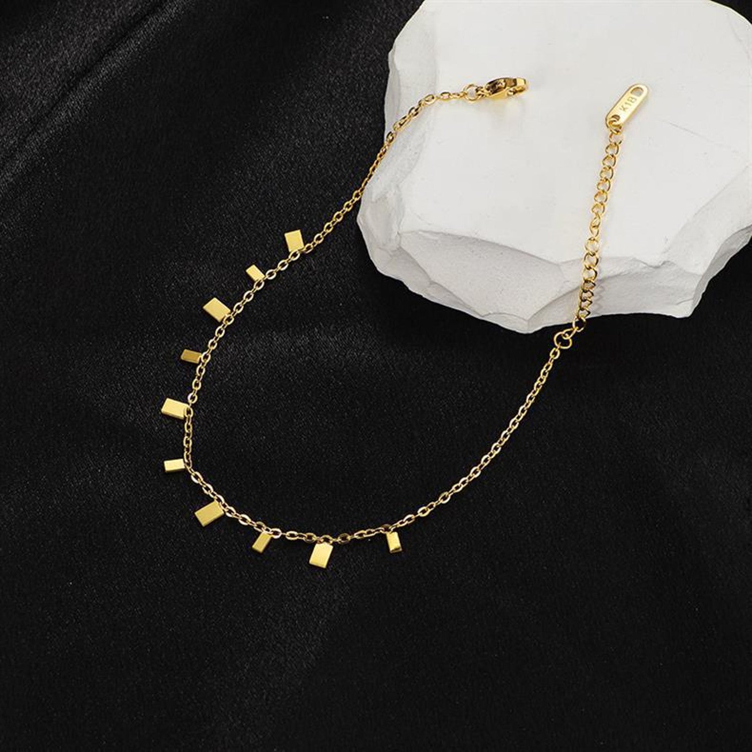 Fußkette Anhänger Gold verstellbares Fußkettchen modern Sommerschmuck Fußschmuck Karma