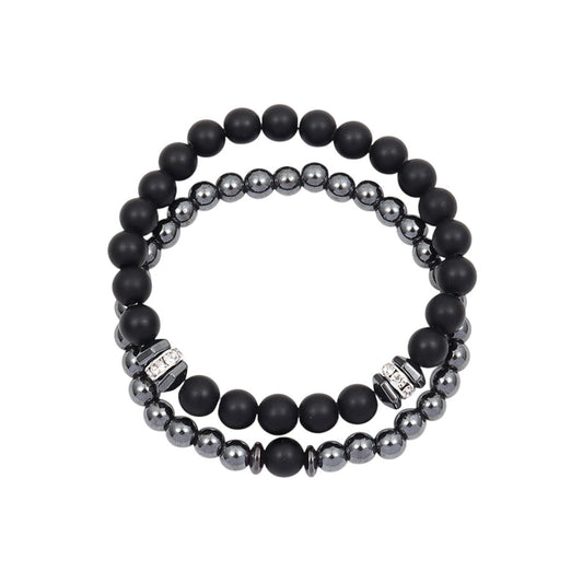 Herrenarmband Set schwarz silber KARMA
