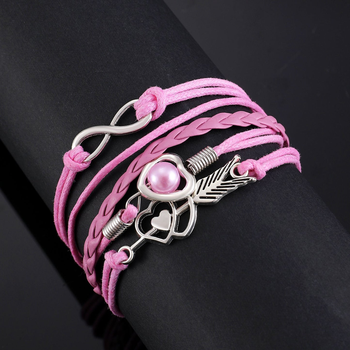 Lederarmband mehrreihig Damen lila, rosa od. türkis KARMA
