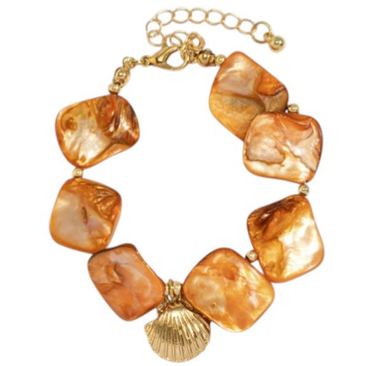 Armband Gold mit Kunstperlen Orange oder Blau KARMA