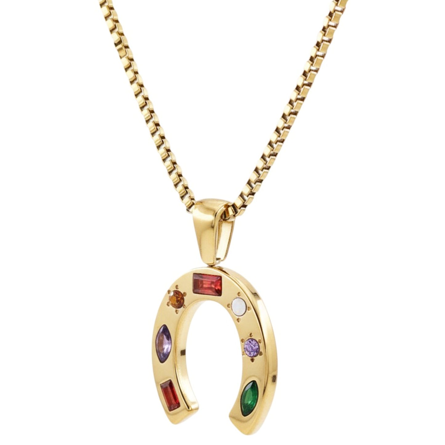 Halskette Hufeisen Gold Damen Edelstahl wasserfest hypoallergen Kette modern Karma