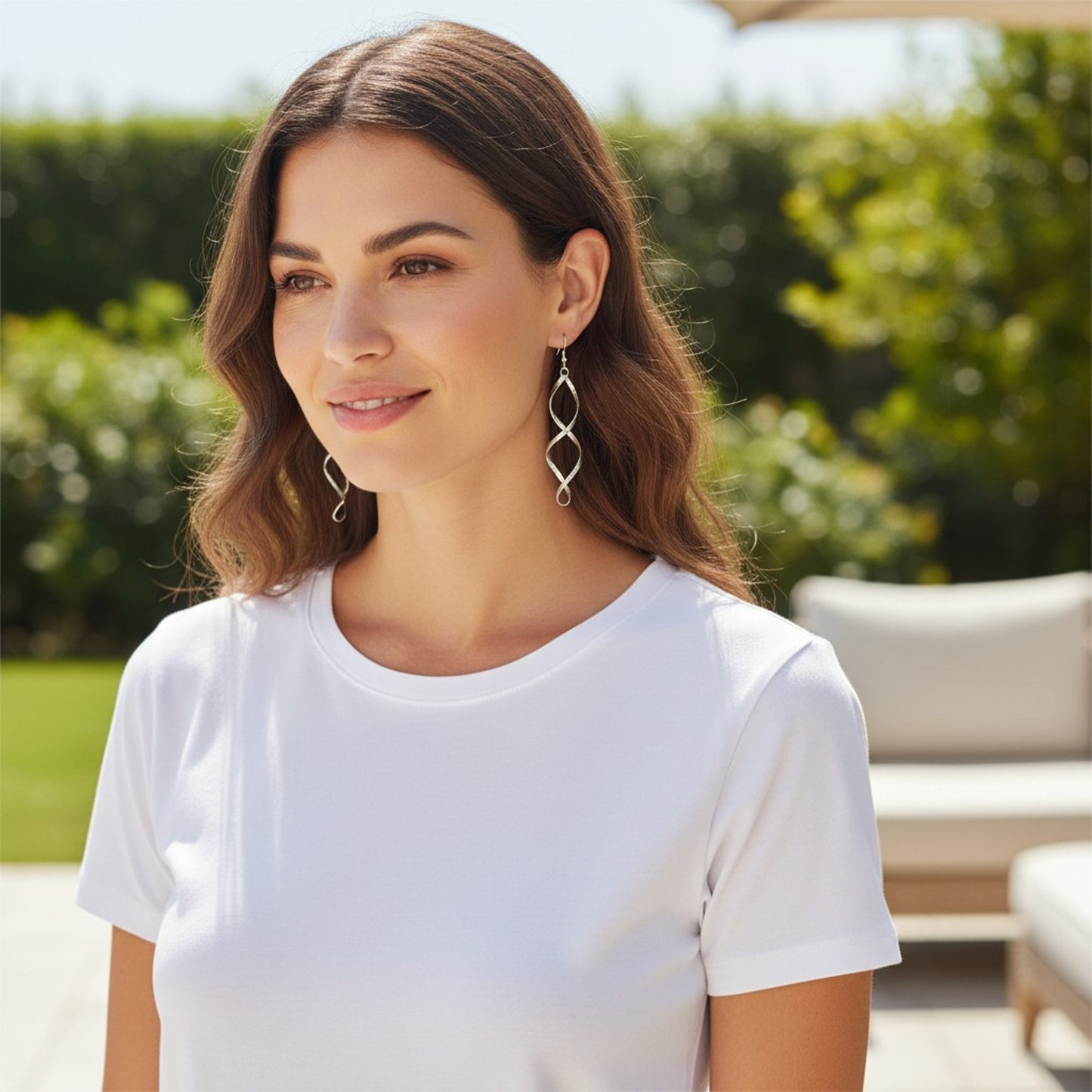 Ohrhänger Spiralen Silber Edelstahl Wasserfest Hypoallergen Damenohrringe