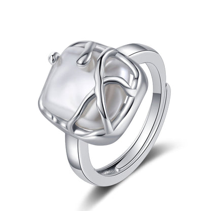 Dam,enring mit Muschelperle Silber 925 KARMA