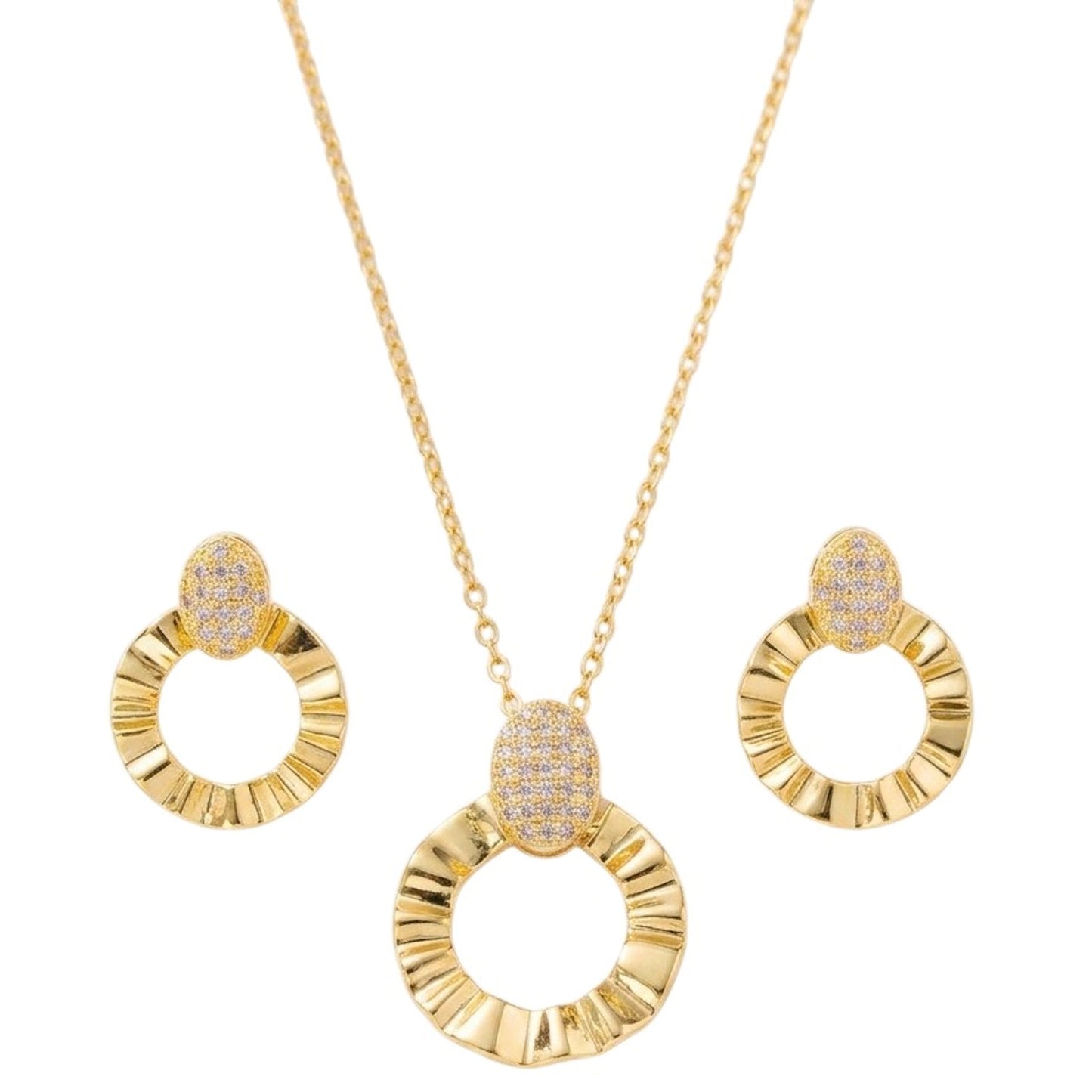 Schmuckset Gold Halskette und Ohrringe Edelstahl vergoldet wasserfest hypoallergen rostfrei Karma