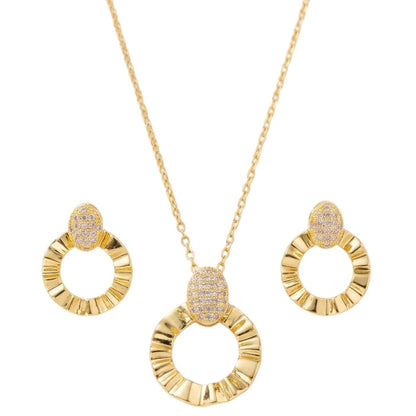 Schmuckset Gold Halskette und Ohrringe Edelstahl vergoldet wasserfest hypoallergen rostfrei Karma