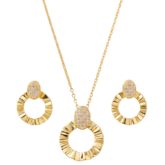 Schmuckset Gold Halskette und Ohrringe Edelstahl vergoldet wasserfest hypoallergen rostfrei Karma